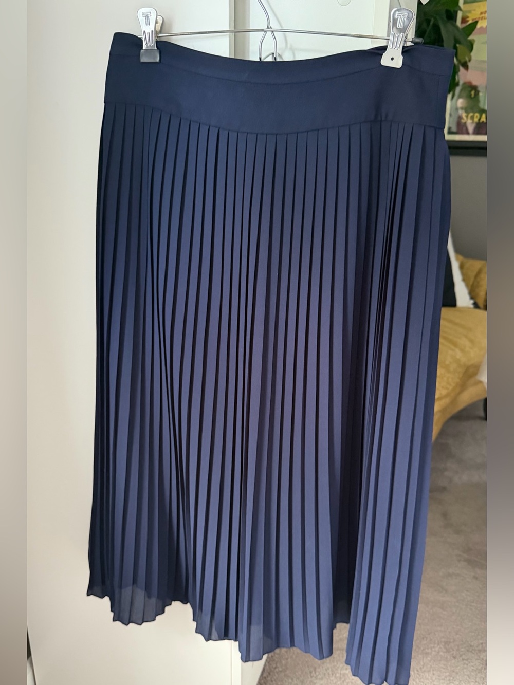 J Crew Pleated Navy Midi Skirt - Women's Classic A-Line, Size 8